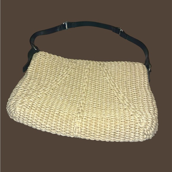 Liz Claiborne Cream Straw Shoulder Bag - Picture 1 of 11